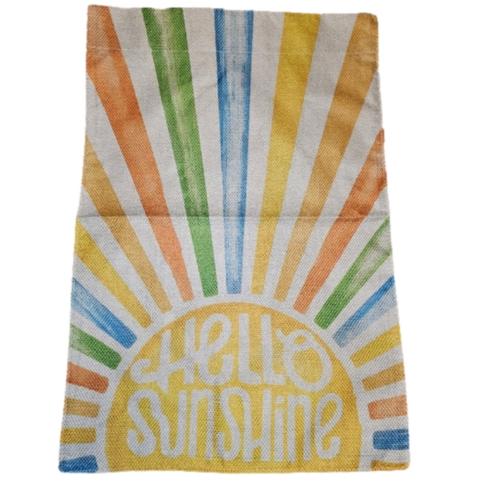 Hello Sunshine Burlap Garden Flag NEW
